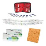 Isaac Technologies IC-SK3D Suture Kit | 7.8” X 7.8” – 3D Suture Pad | 24 Mixed Stainless Needle (6 Nylon/6 Polyester/6 Polypropylene/6 Silk) | 11 Pcs Stainless Tools with 10 Blades (Educational & Training Use Only)