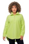 Ulla Popken Womenswear Plus Size Curvy Troyer Collar Fleece Sweatshirt Lime Green 50+ 823492403-50+