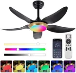 Liokoc Ceiling Fans with Lights with Remote & APP Control, 6-Speed Reversible DC Motor w/ 5 Propeller Blades Dimmable LED with CCT Function for Bedroom, Living Room, Entryway, Patio