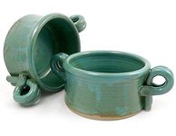 American Made Stoneware Bistro Bowl for Soup, Chili, Rice, or Pasta; Set of 2, 16-oz (Teal Green)