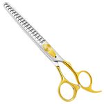 HASHIMOTO Chunkers Dog Grooming Scissors, Dog Shears for Thick Coats, 18 Teeth, 7.0 inch, 70% Thinning Rate for Thick Fur Trimming, Light Weight, Balanced, Designed for Professional Pet Groomers.