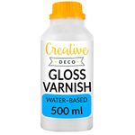 Creative Deco Acrylic Gloss Varnish | 500ml | Clear, Colourless, Transparent Varnish for Acrylic Paint | Glossy & Satin Finish | Surface Protection | Water-Based & Non-Toxic | Interior & Exterior Use