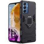 TheGiftKart Tough Armor Bumper Back Case Cover for Samsung Galaxy M15 / F15 / M15 5G Prime Edition | Ring Holder & Kickstand in-Built | 360 Degree Protection Back Cover Case (PC & TPU, Black)