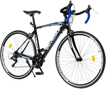 Outroad Road Bike 14-21Speed 700C Wheel with Light Aluminum Alloy Frame Commuter Bicycle with Dual Disc/V Brakes for Men and Women,21 Speed-Blue