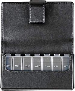 HealthSmart Weekly Pill Organizer, Medicine Organizer, Pill Box for 7 Days, Medication Organizer with Days of the Week, Black
