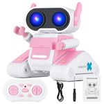 Winthai Robots Toys for Kids with Colorful LED Pink, Remote Control Robot Toy with LED Eyes, Dance Moves and Music Toys for Kids Boys/Girls, Gift for Children Age 3+ Years