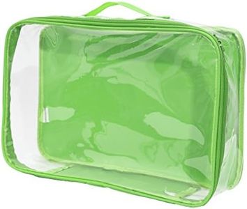Large Clear Travel Packing Cube/See-Through PVC Organizer for Suitcase/Multipurpose Pouch w/Handle/Dress Shirts, Pants, Cashmere, Sweaters & Seasonal Linen Storage Protection (Green)