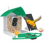 MIXUMON Smart Bird Feeder with Camera, AI Identify Bird Breed, Auto Capture Bird Watching, Solar-Powered WiFi 1080P Live Camera, Motion Detection, Cloud and SD Card Storage (Style 1 - Green)