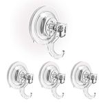 Ulinek Suction Hooks, 4 Pack Bathroom Shower Wall Door Wreath Glass Window Hanging Suction Cups Sucker Hooks Kitchen Utensil Handbag Key Coat Towel Holder Hanger Heavy Duty Max Holding 3 KG