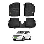 Amazon Basics 5D Custom Fit Car Floor Mats for Tata Tiago EV Automatic | Odor Free Virgin Polymer | All Weather Waterproof Protection | Edge to Edge Coverage | 3 Piece Set