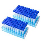 100pcs-15ml Plastic Centrifuge Tubes with Graduated Marks,Conical Bottom, Blue Screw Cap and Two Test Tube Racks(Blue)