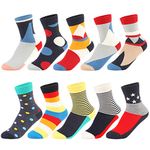 SUNBVE 10 Pack Little Big Boys Colorful Dress Crew Cotton Socks