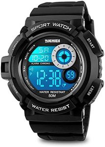 Aposon Mens Digital Sports Watch, Military Army Electronic Watches Running 50M 5 ATM Waterproof Sports LED 7 Colour Wristwatch Water Resistant with Stopwatch, mens, 1222-White, white, Men's Standard