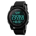 SKMEI Simple Digital Men’s Military Watches Waterproof Electronic LED Double Time Black Wristwatch Sport