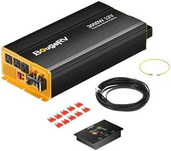 BougeRV 3000W Pure Sine Wave Inverter, Convert 12V DC to 120V/110V AC, Fully 3000W Output, Built-in Bluetooth for BougeRV APP, Wired Remote Controller, Off-Grid Solar System, RV, Home Backup Power