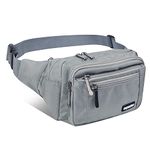 oxpecker Waist Pack Bag with Rain Cover, Waterproof Fanny Pack for Men&Women, Workout Traveling Casual Running Hiking Cycling, Hip Bum Bag with Adjustable Strap for Outdoors (Gray)