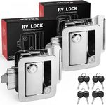 MKING RV Door Lock, RV Entry Door Latch, Camper Door Lock, Travel Trailer Door Latch Zinc Alloy Lock Replacement Kit for Trailer Camper Cargo Hauler, 2 Locks (Keyed Alike, Silver)