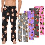 BEXOA Custom Pajama Pants - Personalised Pyjamas Pants with Photo Face Pj Pants Bottoms for Men Women (Face)