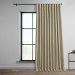 HPD Half Price Drapes Faux Linen Textured Room Darkening Curtains for Bedroom 108 Inches Long (1 Panel), 100W X 108L Extra Wide Curtains for Living Room Home Decor, Thatched Tan