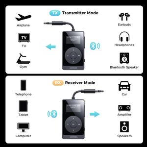 UGREEN Bluetooth 5.3 Transmitter Receiver – aptX, 32H Playtime, Dual Connection, 2-in-1 Adapter for Airplane, Car, TV, Headphones