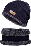 Handcuffs Winter Beanie Hat and Scarf Set for Men & Women (Blue)