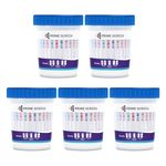 PrimeScreen Drug Tests Cup Professional 12 in 1 Instant Drug Testing Kits for Cannabis, Coke,OPI, AMP, BAR, BUP, BZO, mAMP, MDMA, MTD, OXY, PCP, 5 Pack