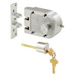 Prime-Line Products SE 15323 Bronze Deadlock with Single Cylinder and Flat Strike, Chrome Brush