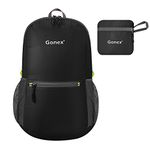 Gonex Ultra Lightweight Foldable 20L Packable Backpack Water Resistant for Men & Women, Ideal for Camping Travel Hiking School and Air Travel Black