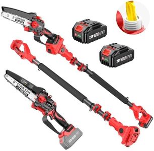 【8000 mAh & Moteur Sans Balais】2 in 1 Mini Tronçonneuse et Élagueur sur Perche sans Fil, Avhrit Tronçonneuse Télescopique de 8 Pouces, Graisseur, 2 Batteries, 120° Tête Inclinable, Portée 16 FT