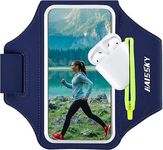 Guzack Running Armband for iPhone XR/XS/8 Plus/7 Plus, Samsung S9/S8/S7, Huawei P20【Up To 6.8 Inches】 Sweatproof Reflective strip, Sports Armband Phone Case Holder for Running,Gym,Outdoor-Dark Blue