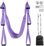 UpCircleSeven Aerial Yoga Swing Set - Ceiling Mount Accessories & eBook -Yoga Hammock/Sling Kit - Antigravity Ceiling Hanging Yoga Sling - Inversion Swing for Beginners & Kids (Purple)