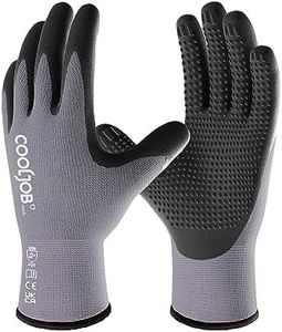 COOLJOB Work Gloves, 3 Pairs Nitrile Coated Safety Work Gloves for Men, Dots for Anti-Slip Grip, Large, Size 10 (3 Pairs L)