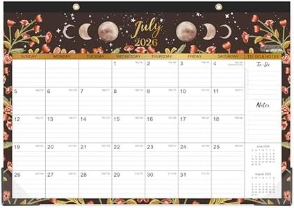 Desk Calendar 2026-2027 - Desk/Wall Calendar, JUL 2026 - Dec 2027, Desk Calendar 2026-2027, 16.8" x 12", Thick Paper with Corner Protectors, Large Ruled Blocks - The Moon