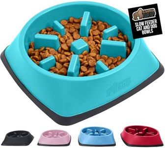 GORILLA GRIP Patent Pending Slow Feeder Dog Bowls, 4 Cup Interactive Puzzle Toy for Dogs and Cats Food Training, Keeps Pets Busy and Prevents Puppy Overeating, All Breeds, 100% BPA Free, Turquoise