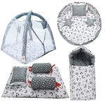 Infantbond New Born Baby All in One Bedding Essential | Baby Bed | Baby Carry Bag | Pack of 10 (Grey Moon)