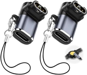 Pack de 2 Adaptadores de Cargador USB-C para Relojes Garmin, Conectores Tipo C Hembra a Macho, Diseño de Ángulo Recto, Compatible con Garmin Fenix 7/7S/7X/6/6X/6S y Más, Incluye Acollador