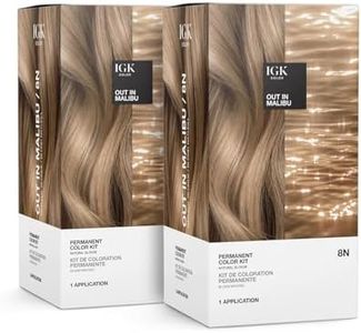 IGK Permanent Hair Dye Color Kit Set of Two | 8N Out in Malibu - Natural Blonde | 100% Gray Color Coverage + Strengthen + Shine | Ammonia Free