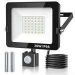 Totofac Motion Sensor Outdoor Security Light, 30W LED Floodlights with PIR Sensor, IP66 Waterproof Motion Sensor Outdoor Wall Light for Garden, Backyard, Garage, Doorways,6000K Daylight White