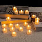 DZK 12 Pcs Flameless & Smokeless Decorative Acrylic Tea Light Candles Led Light Candle for Gifting, Home Decor, Diwali, deepavali, Festival, Anniversary Birthday Decor, Rangoli Decor (Yellow)