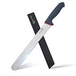 DELFINA 12 Inch Brisket Slicing Knife W/Sheath & SoftGrip Handle, Sharp Premium Carving Slicing Knife For Meat Cutting, Great for Slicing Roasts, Meats, Fruits and Vegetables
