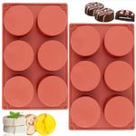 VIKKI 2PCS Round Cylinder Cookie Mold, Chocolate Candy Mold, Silicone Baking Moulds for Sandwich, Cookies, Muffin, Cupcake, Brownie Cake, Bread Pudding, Jello, Mini Soap Making (6-Cavity)