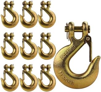 DC Cargo G70 Clevis Slip Hook with Safety Latch (Pack of 10) – 3/8 Inch Grade 70 Clevis Hooks – Heavy Duty for Trailer Truck Transport - 6,600 Lbs