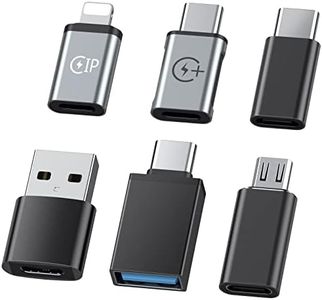 (6 Pack) Type C Female to USB Adapter,Type C Female to Android Male,Lightning Female to Type C Male,Suitable for iPhone15ProMax14 13,Samsung S22