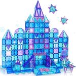 LionFuny 130PCS Magnetic Tiles, 3D Diamond Magnetic Blocks, Magnet Tiles for Kids Age 3-5 4-8 8-12, STEM Sensory Educational Magnet Toys for Kids Girls Boys Birthday Xmas Gifts