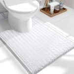 OLANLY Luxury Chenille Bath Mat, Extra Soft Thick Absorbent Shaggy Bathroom mat, Non-Slip Machine Wash Dry Plush Bath Mats for Bathroom, Shower, and Tub (24"x20", White)