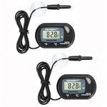 AQUANEAT 2 Pack Aquarium Thermometer, Reptile Thermometer, Fish Tank Thermometer, Digital Thermometer, Terrarium Water Temperature Test, with Large LCD Display