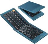 ProtoArc Foldable Compact Keyboard, XK04 Portable Bluetooth Keyboard with PU Leather Cover, Pocket-Sized Wireless Travel Keyboards for iPad, iPhone, Smartphone, Tablet and Laptop - Blue