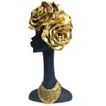 CRAFTINKY Resin African Flower Lady Showpiece Sculpture Decorative Figurine For Home Decor, Ethnic Decor Fantasy Black Lady Figurine Ethnic Statue | Gift Item | 13 X 10 X 25 Cm (Black & Golden)