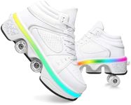 2-in-1 Roller Skates Double-Row Deform Wheel Roller Skating Automatic Walking Shoes Fitness Kick Roller (BD, 6 Women/5 Men/4 Big Kid)