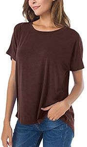 Short Sleeve Tops for Women Round Neck Loose Oversized T Shirt Basic Tees Blouse Coffee X-Large